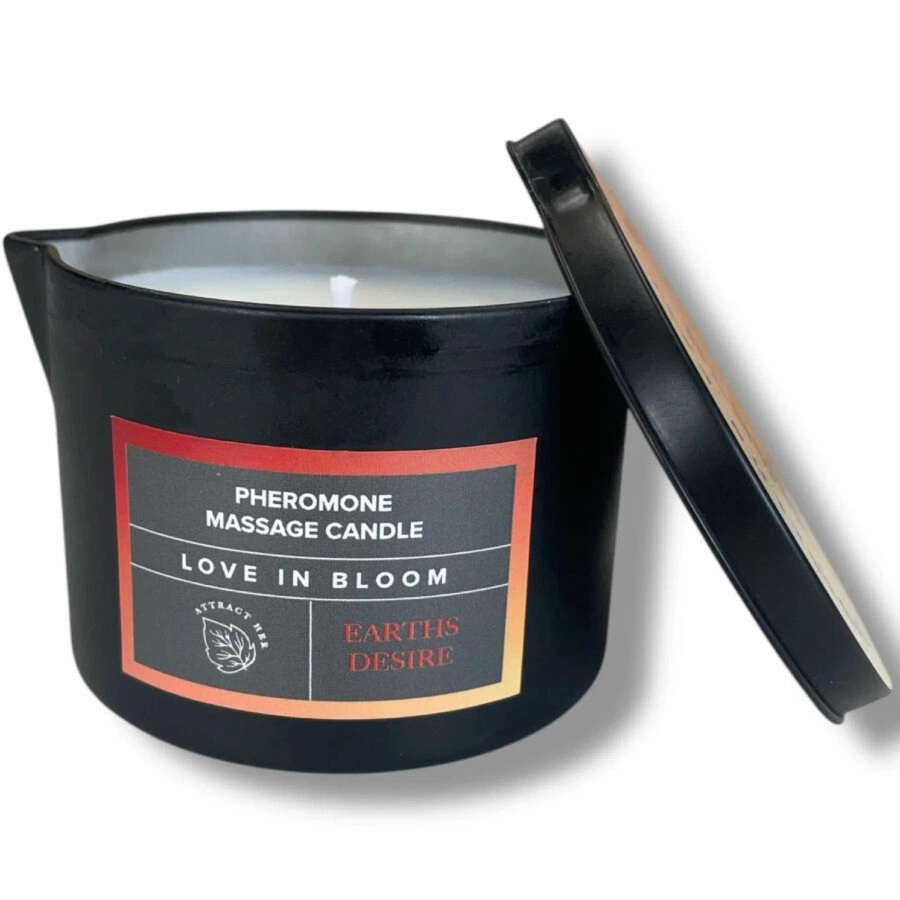 Eye of Love Bloom Earths Desire – świeca do masażu z feromonami, 150 ml, aromat cyprysa i bergamotki
