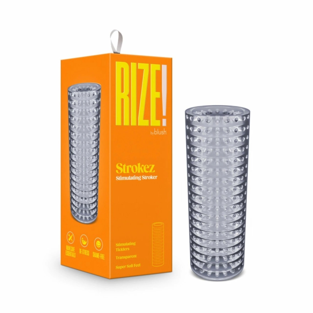 Rize Strokez Transparentna Elastyczna Maszyna Intymna Sleeve Clear, wypustki, TPE