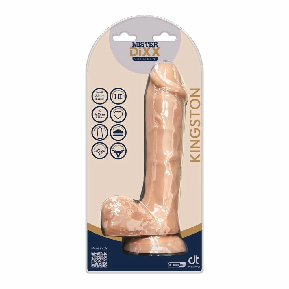 MISTER DIXX KINGSTON 8,6” silikonowy model anatomiczny z przyssawką i realistyczną powierzchnią