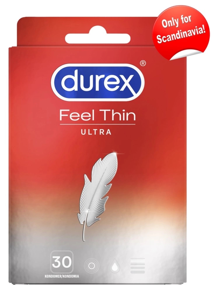 Durex Feel Thin prezerwatywy 30 szt. ultracienkie, wyprofilowane, Easy-On