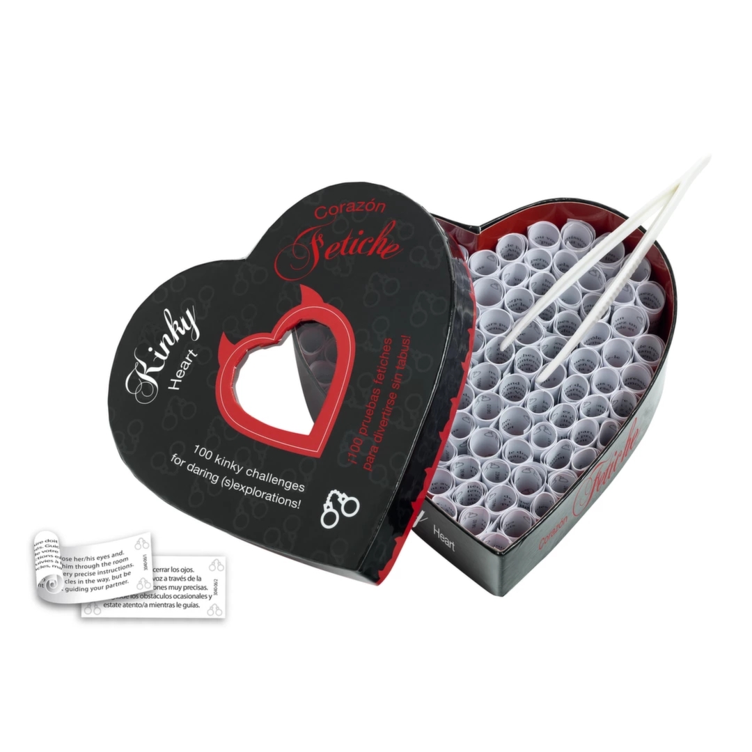Kinky Heart & Corazon Fetiche – Zestaw 100 wyzwań dla par, opakowanie serce, EN-ES