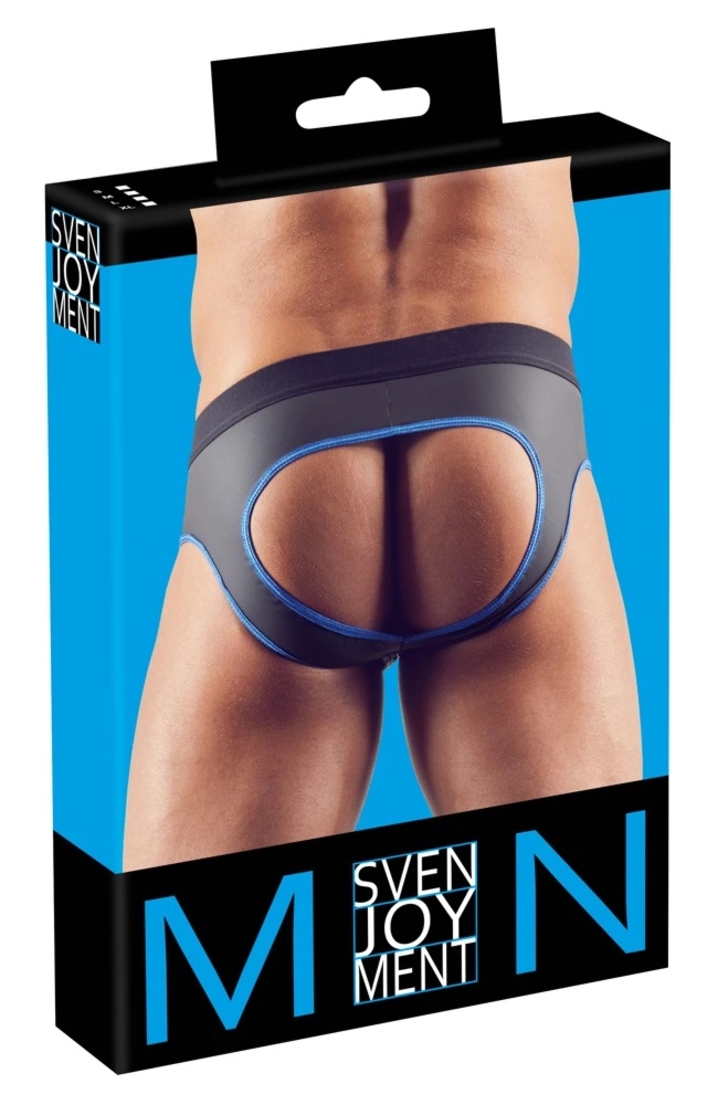 Svenjoyment Jockstrap S czarno-niebieski, zamek przód, otwarty tył, matowy efekt