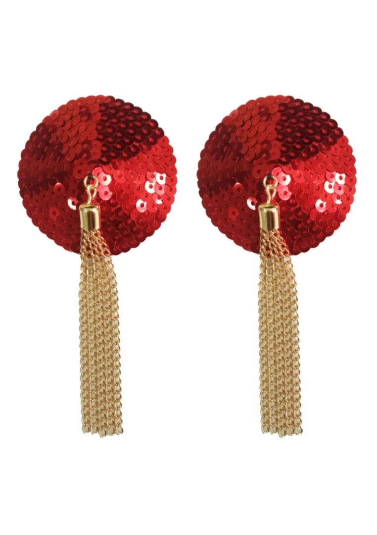 Sequin Nipple Covers w Chain błyszczące złote osłonki z łańcuszkiem wielorazowe