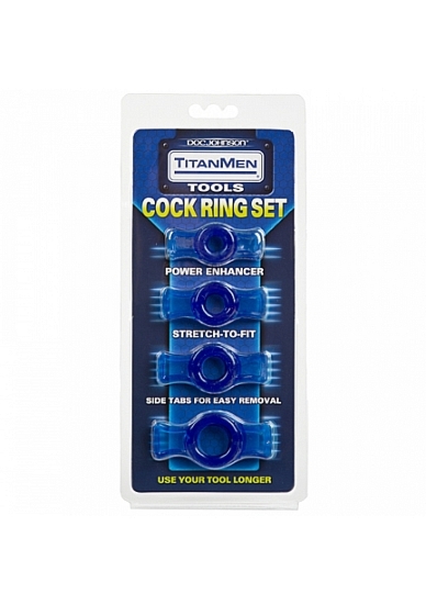 Zestaw Pierścieni na penisa 4szt. niebieskie - 3503-06-CD - Cockring Set - Blue