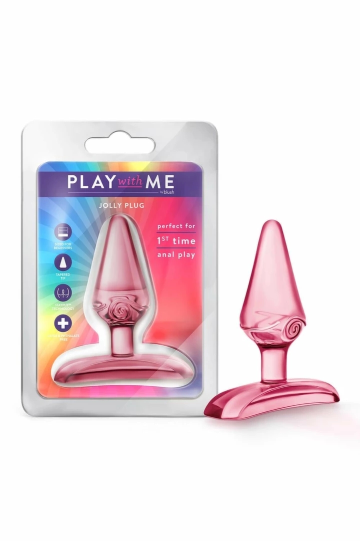 Blush Play With Me Jolly Plug Pink anatomiczna mini wtyczka TPE 6,9 cm, różowa, ergonomiczna podstawa