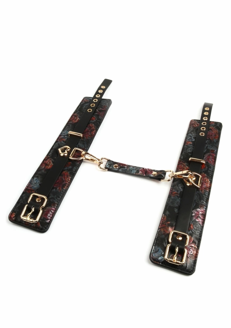 GEISHA Floral Jacquard mankiety na kostki z satynowym wnętrzem, kwiatowy wzór, vegan leather