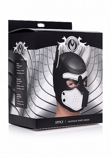 Neoprenowa maska pies - Neoprene Puppy Hood - czarno-biała AG292-WHITE