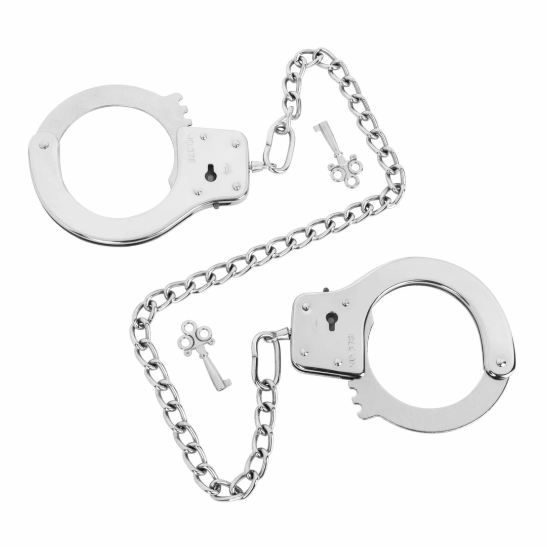 Bedroom Fantasies Metal Handcuffs Srebrne, wytrzymałe stalowe kajdanki z kluczykami