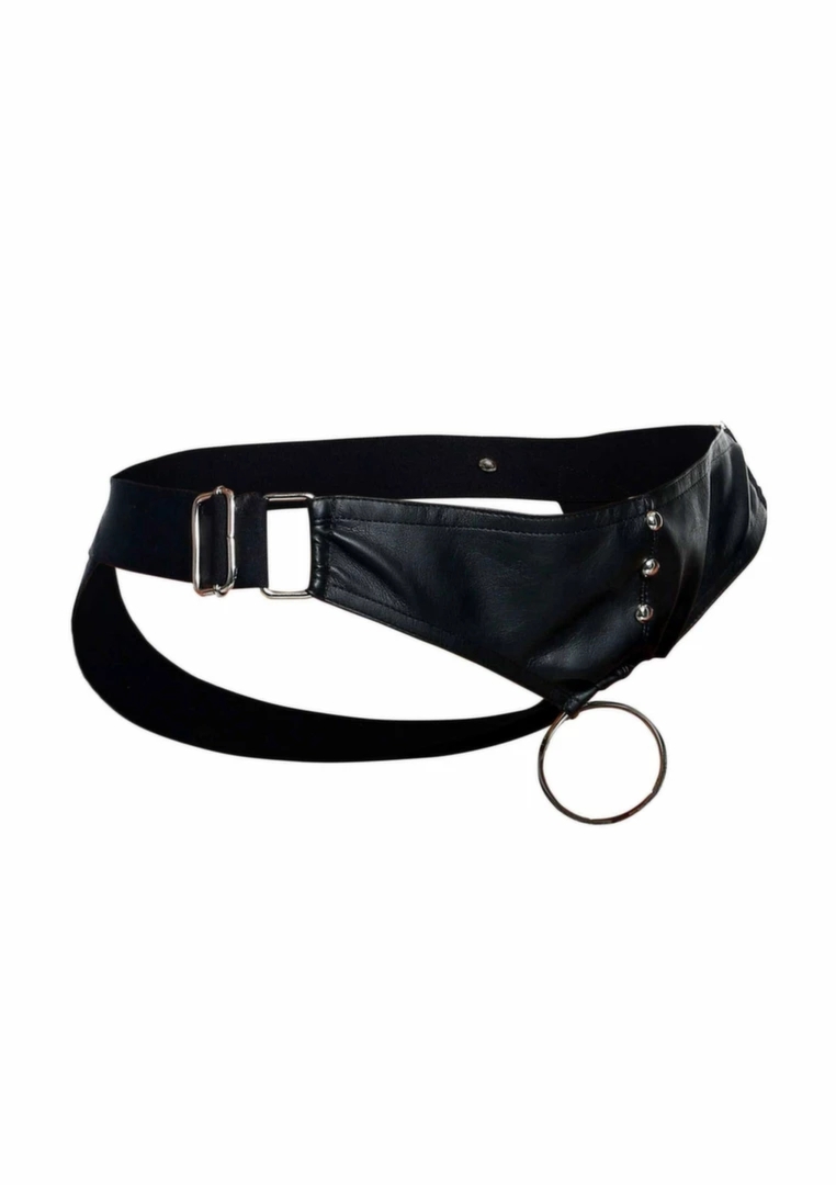DNGEON Cockring Jockstrap pas intymny z metalowymi nitami i otwartym tyłem, czarny