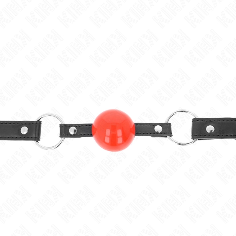 KINK Gag Ball 4 cm – czerwona kulka silikonowa, czarny pasek 60x2 cm, zapięcie na zamek