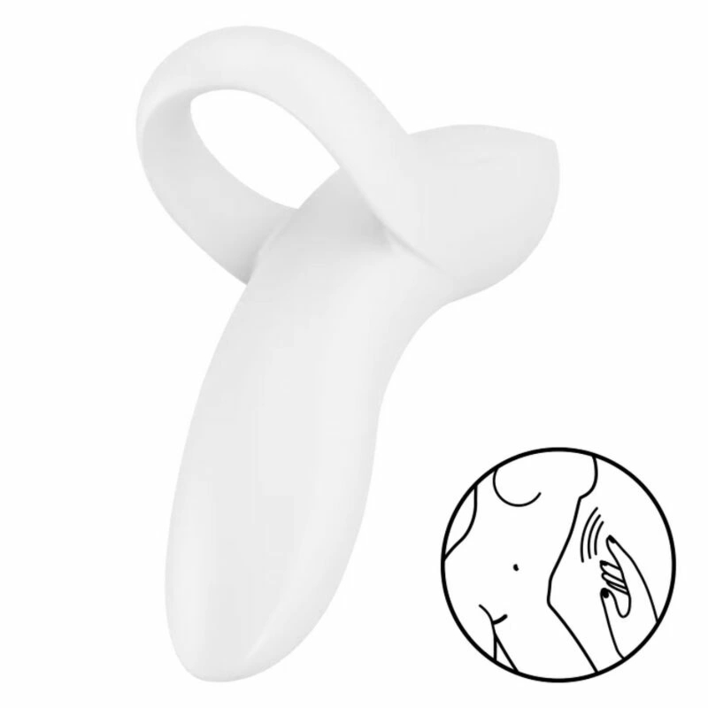 Satisfyer Bold Lover Finger – Wibrator palcowy biały, 12 programów, silikon medyczny, IPX7