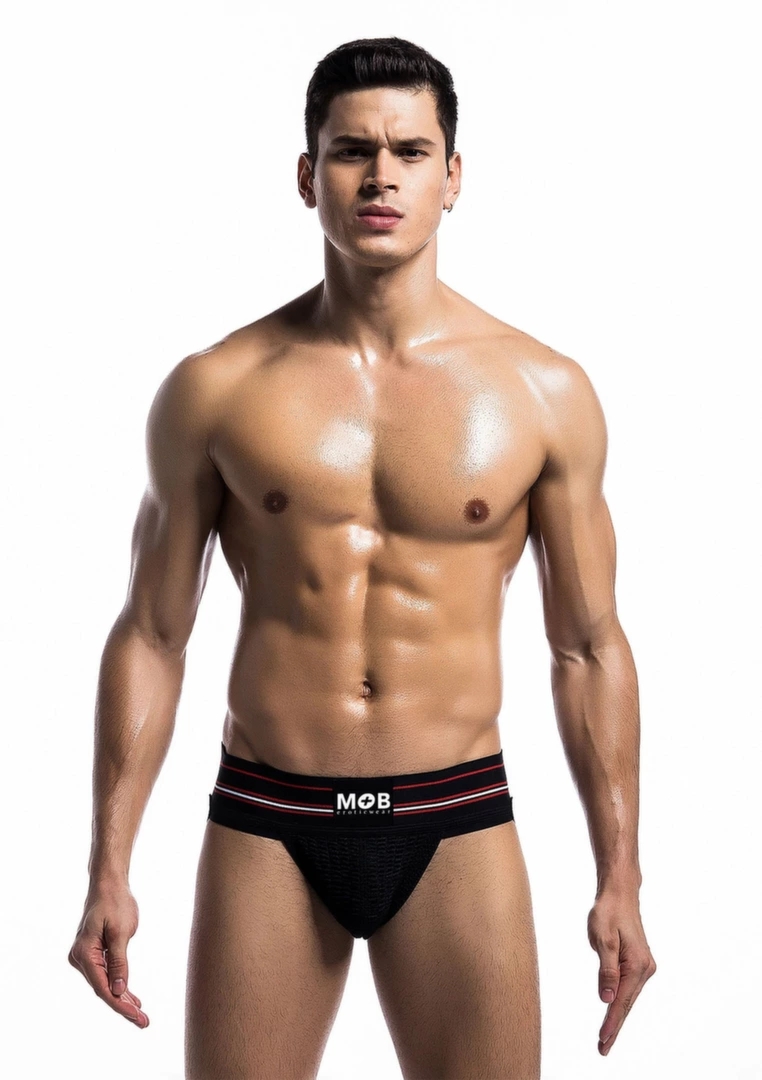 Fetish Classic Wide Jockstrap – klasyczny pas z szeroką gumą, oddychający materiał, czarny
