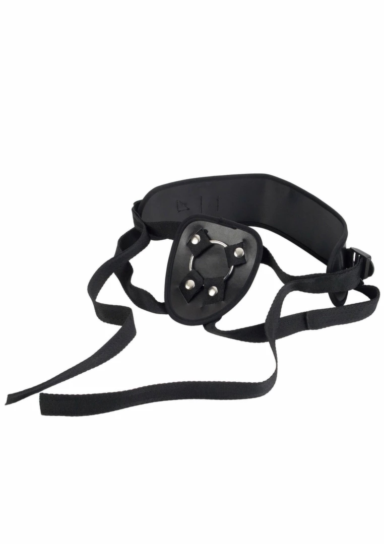 CalExotics Power Support Harness – regulowany pas intymny z uniwersalnym pierścieniem, czarny PU