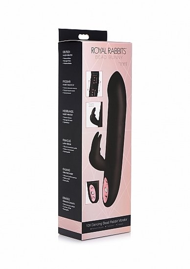Wibrator Króliczek z ruchomymi kulkami - Royal Rabbits 10X Dancing Bead Rabbit Vibrator - Czarny AG287