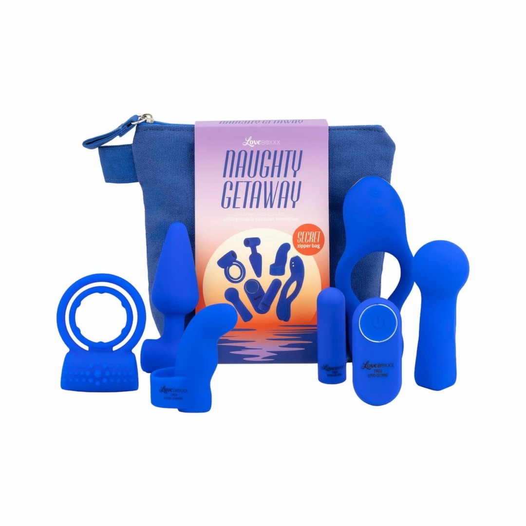 LoveBoxxx Naughty Getaway Travelbag zestaw podróżny 7w1 z etui i wibratorem bullet