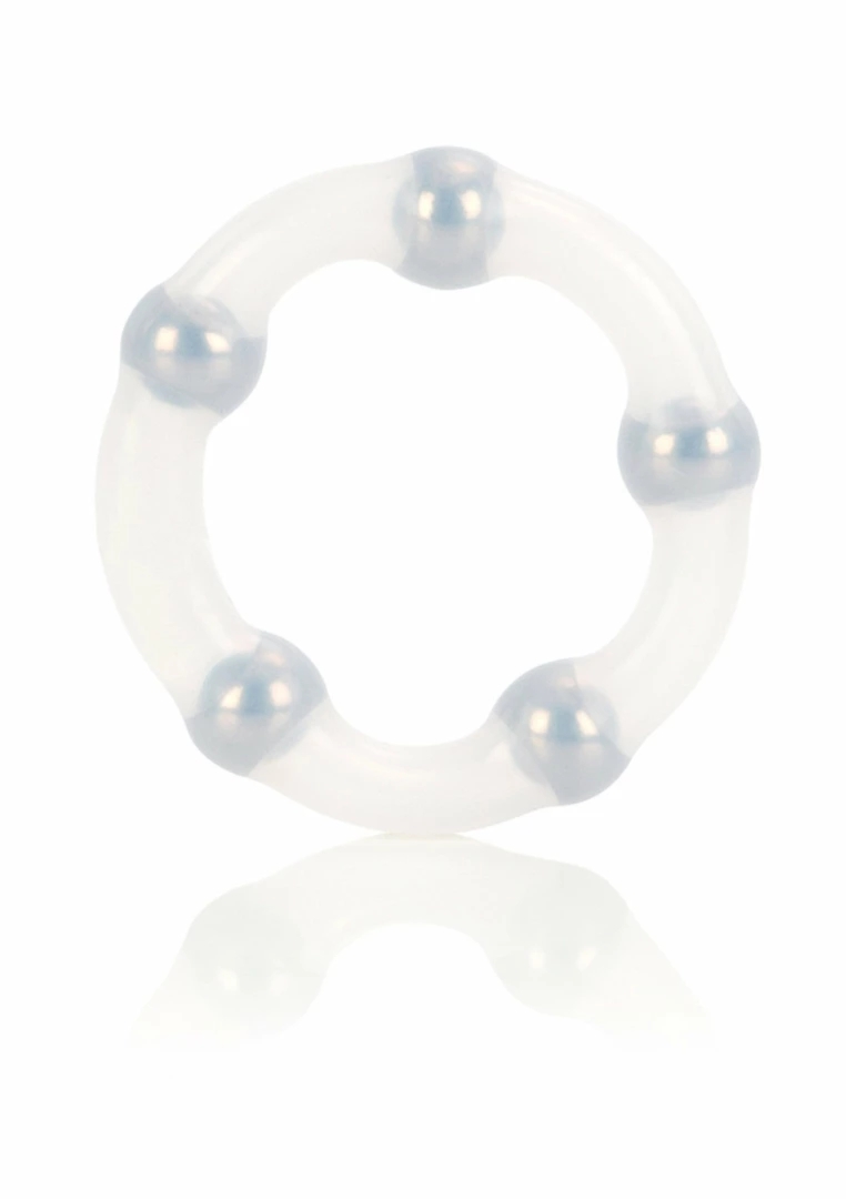 CalExotics Metallic Bead Ring – silikonowy pierścień z 5 stalowymi kulkami, czarny