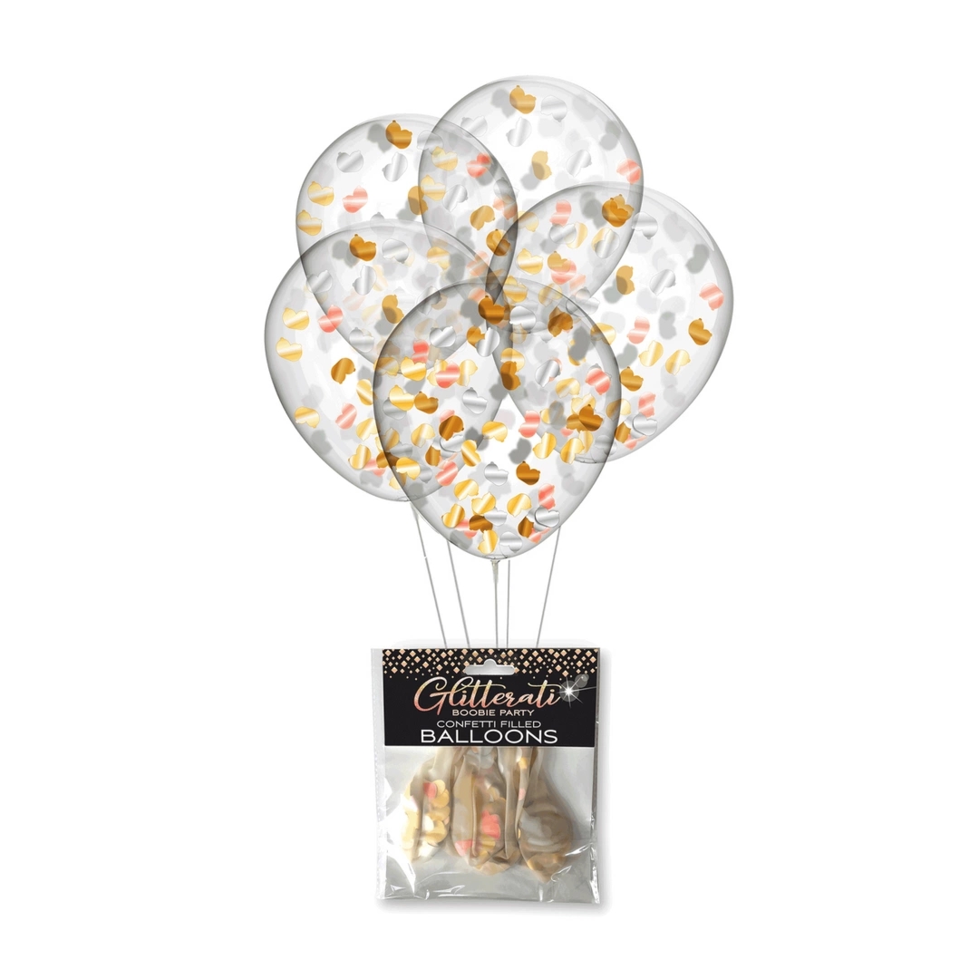 Little Genie Glitterati Boobie – Balony z Brokatowym Konfetti 5 szt. 28 cm