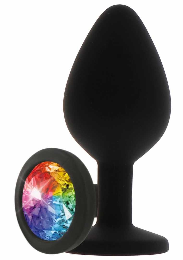 TOYJOY Rainbow Booty Jewel Large – silikonowy model z tęczowym kryształem, 9,5 cm