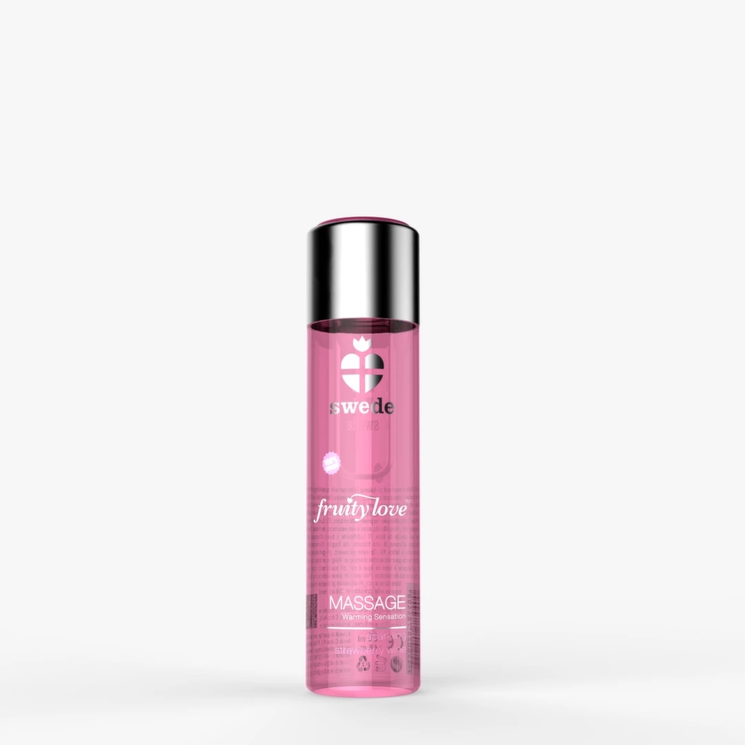 Swede Fruity Love Massage Olejek Sparkling Strawberry Wine 60ml – truskawkowy aromat, wegańska formuła