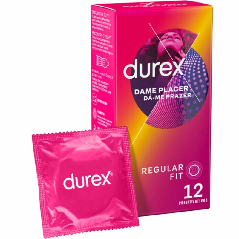 Durex Dame Placer 12 szt. prezerwatywy z wypustkami i prążkami, Easy-On 56 mm