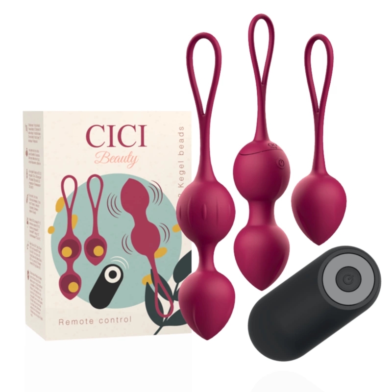 CICI Beauty Premium – Zestaw 3 kulek Kegla wibrujących, pilot, IPX7, USB, fioletowy