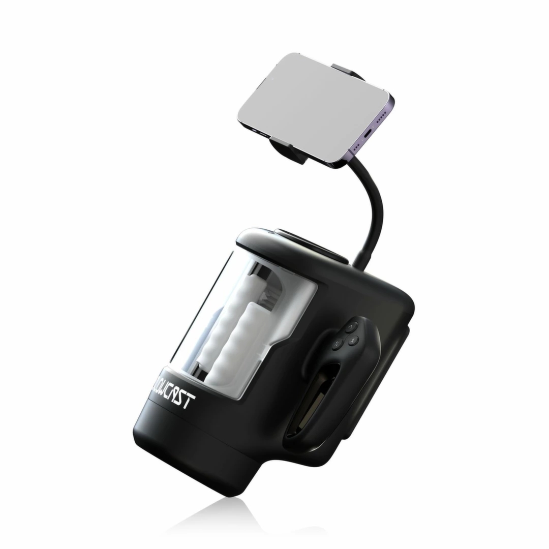 Blowcast WingXP – urządzenie intymne 3w1 z uchwytem na telefon, ruch, wibracja, podgrzewanie