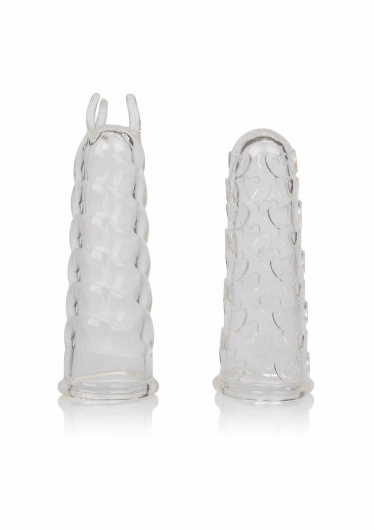 CalExotics Finger Teaser para silikonowych nakładek na palce TPE, spiralna tekstura, przezroczyste
