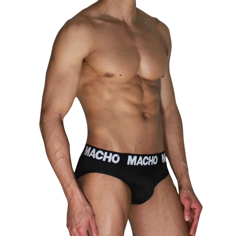 MACHO MCH007 Slipy męskie czarne L, Lycra, anatomiczna miseczka push-up, elastyczny materiał