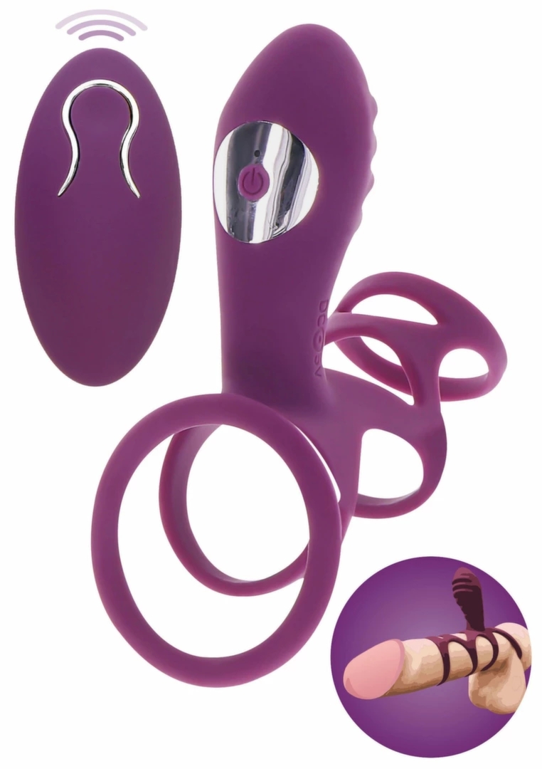 ToyJoy Halo Halo C-Ring Sleeve silikonowy pierścień wibrujący z wypustkami, czarny, medyczny silikon