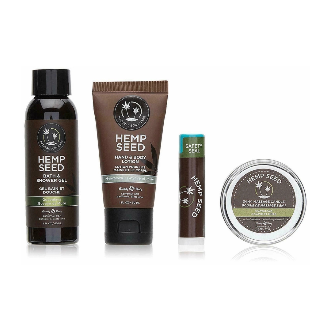 Earthly Body Mini Travel Kit Guavalava zestaw podróżny 4 szt. z olejem konopnym