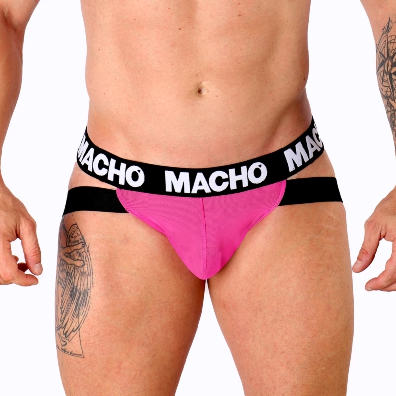 Macho MX28FR Jockstrap różowy neonowy L – elastyczny, anatomiczny krój, sportowa konstrukcja