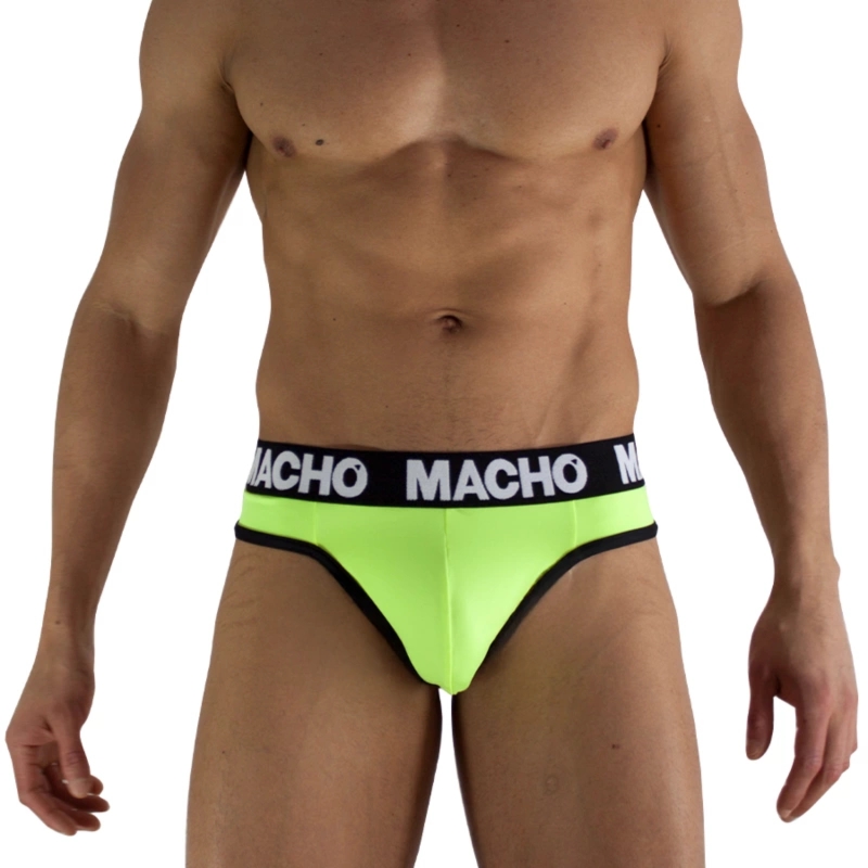 MACHO MTG001 Stringi męskie S, fluorescencyjne żółte, lycra, anatomiczny krój