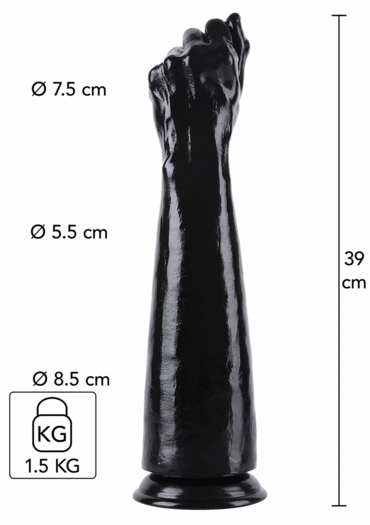 HIDDEN DESIRE Extreme Fist Fucker 39 cm czarny model XXL, szeroka podstawa, PVC