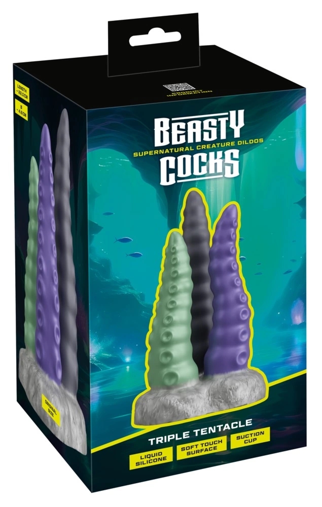 Beasty Cocks Triple Tentacle silikonowy model 3-w-1 z elastycznymi ramionami i teksturą, 22 cm