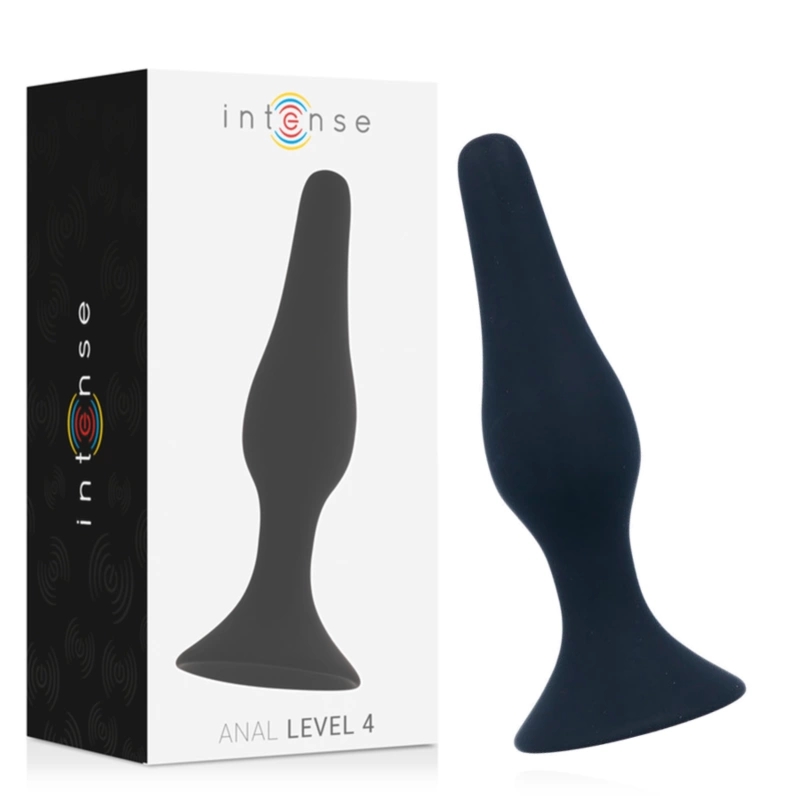 Intense Anal Level 4 czarny – Anatomiczny stożek silikonowy, 15,5 cm, wodoodporny