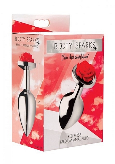 Korek analny Czerwona róża - Red Rose Butt Plug - Średni AF634-MEDIUM