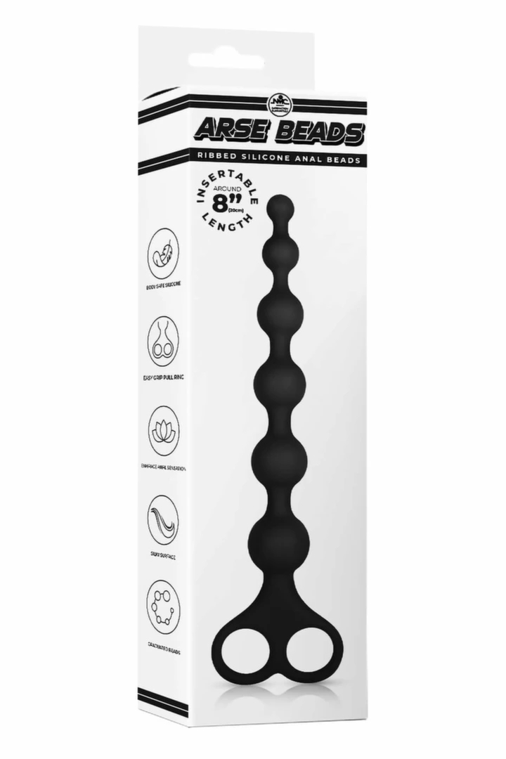 NMC 8 Inch Ribbed Silicone Beads Black – czarne kulki silikonowe 20,3 cm z uchwytem ergonomicznym