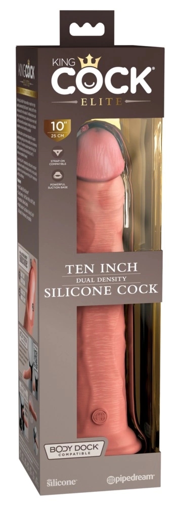 King Cock Elite Model 10" silikonowy z przyssawką, jasny, dual density, 25 cm