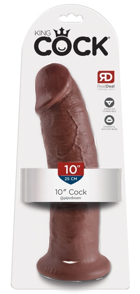 King Cock Zakrzywiony model 25 cm z przyssawką, brązowy, Pipedream, PVC