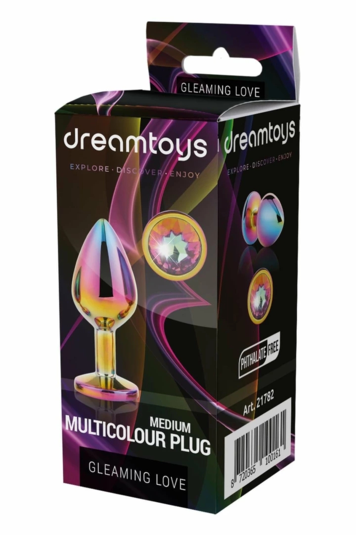 GLEAMING LOVE Multicolour Plug Medium aluminiowy model z kryształem, 8,3 cm, woreczek