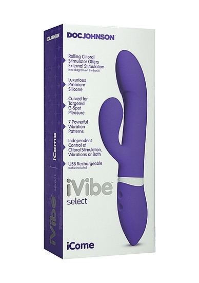 Wibrator Silikonowy Fioletowy KRÓLICZEK -6027-14-BX - iVibe Select - iCome - Purple