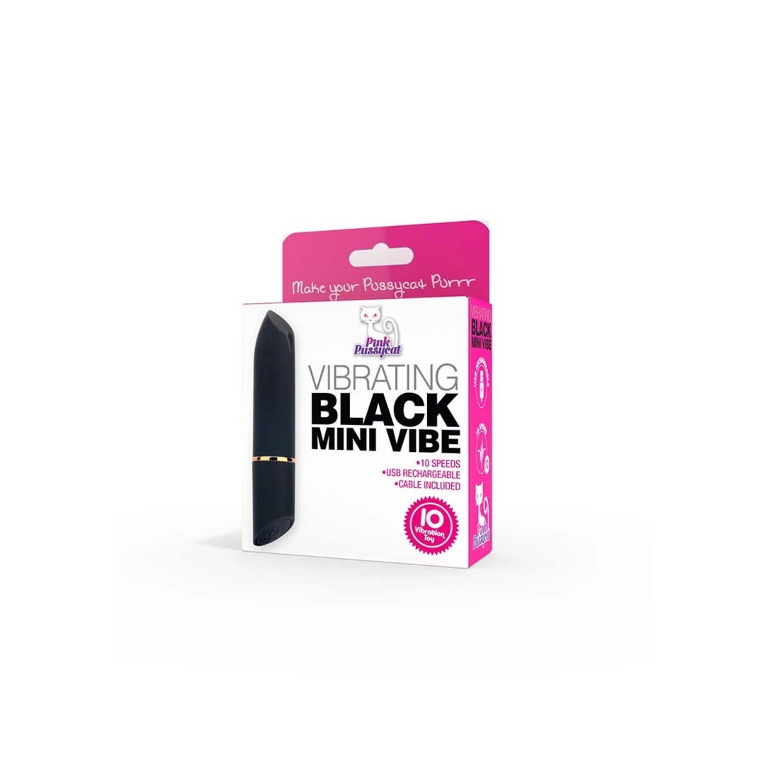 Pink Pussycat Black Mini Vibe kompaktowy model szminka, 10 trybów, ładowanie USB