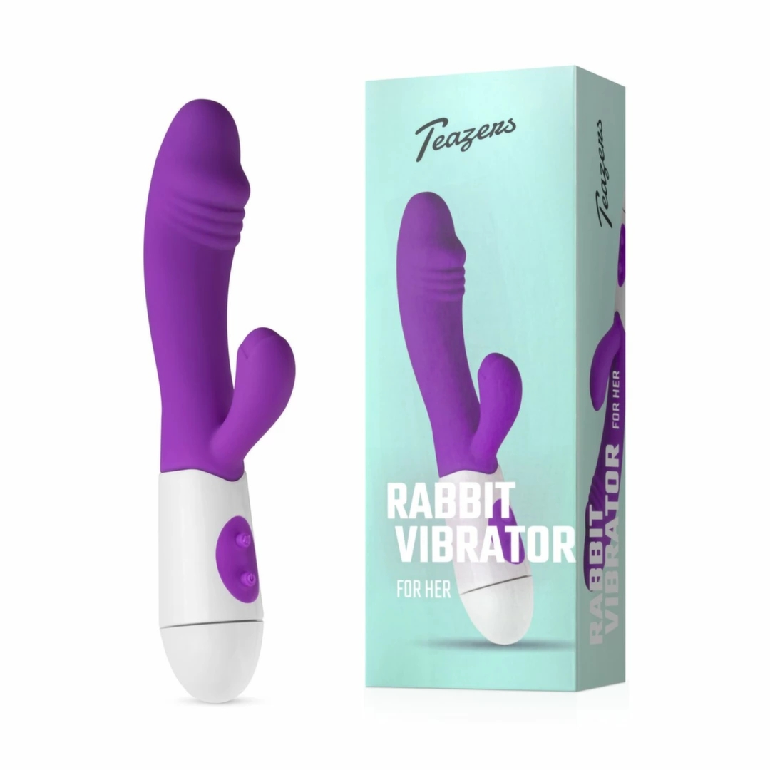 Teazers Rabbit Vibrator fioletowy, silikonowy model anatomiczny, 10 trybów wibracji