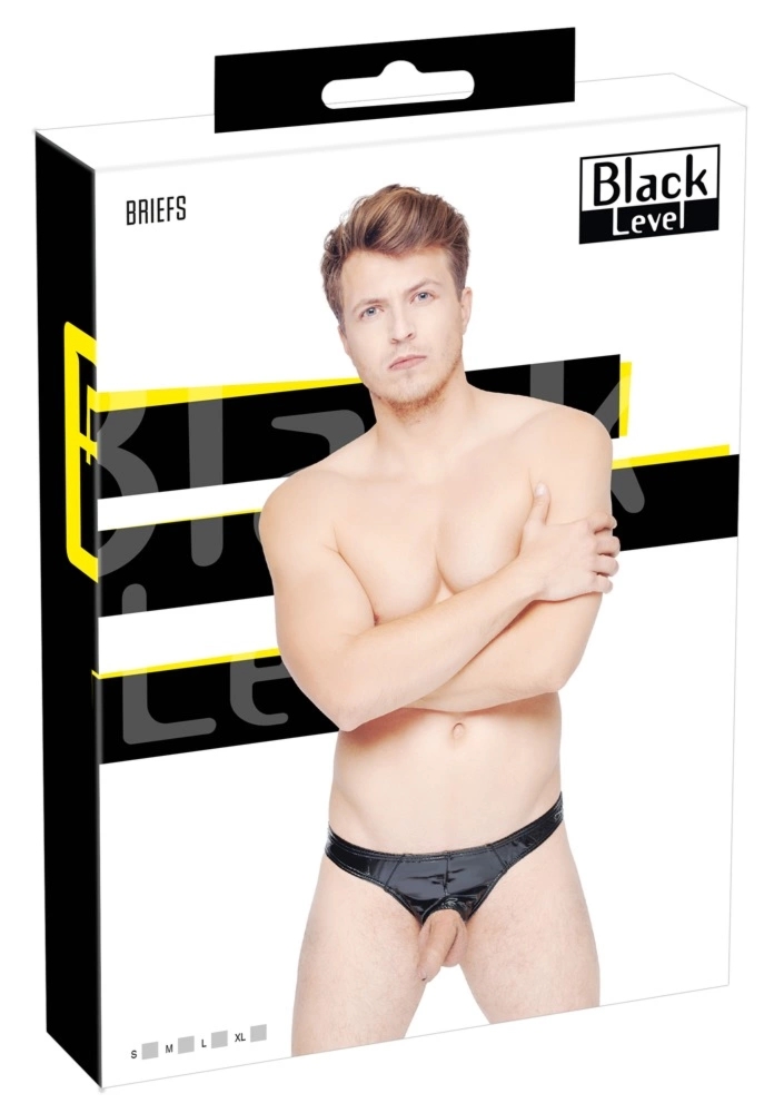Black Level Slipy Męskie M Czarny Połysk Anatomiczny Otwór Bi-elastyczne Wykończenie