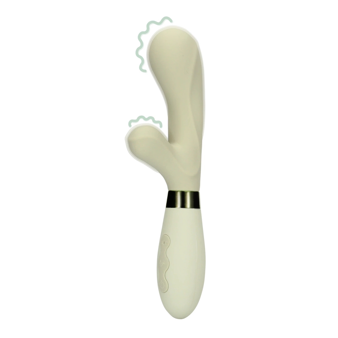 Loveline Silikonowy kroliczek Misty Green model wibracyjny, dwustrefowy, medyczny silikon