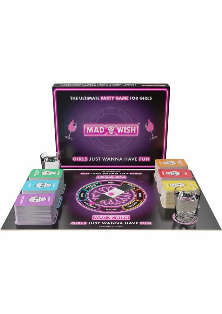 MadWish Pro Girls Edition – gra imprezowa dla kobiet, 500 kart, koło losujące, kieliszki