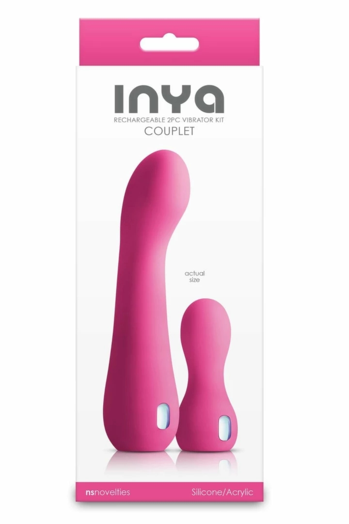 INYA Couplet Pink – zestaw wibrujący z silikonem i kryształkami, 6 prędkości, USB