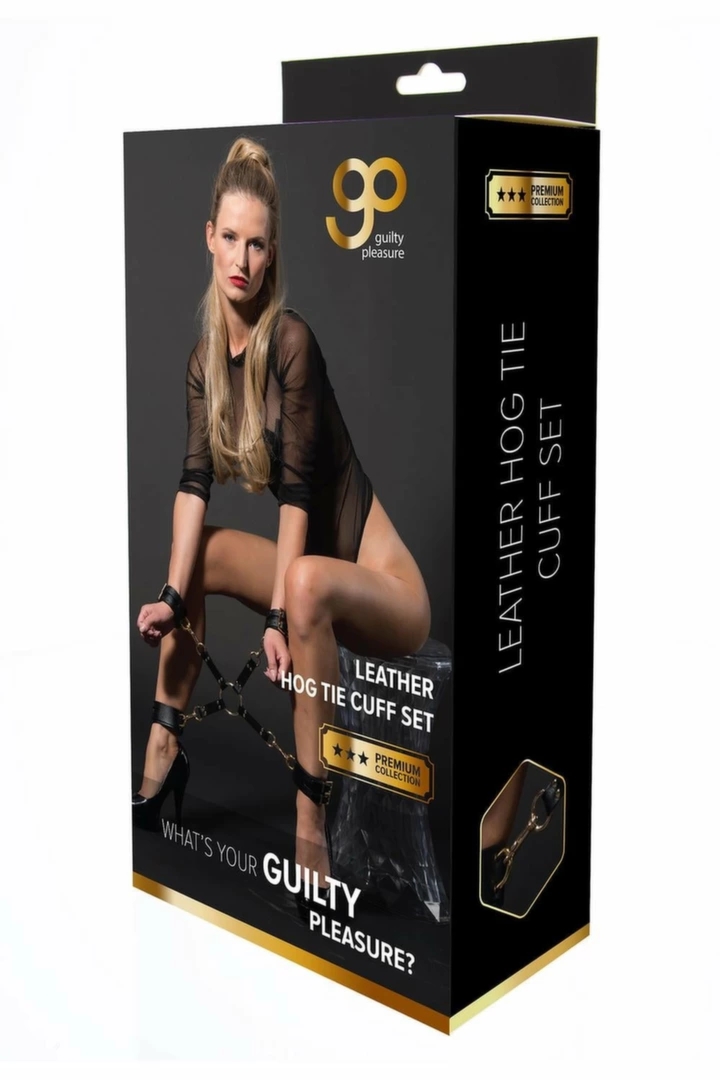 GP PREMIUM Hog Tie Set Black zestaw do wiązania z mikrofibry, czarny ze złotymi detalami