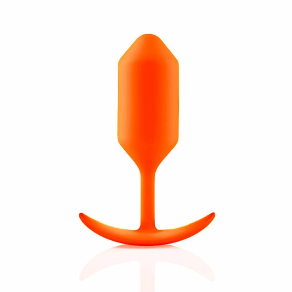b-Vibe Snug Plug 3 Orange – silikonowy model z obciążeniem 180,7g, anatomiczny, pomarańczowy