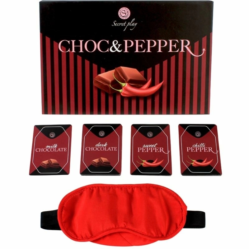 Secretplay Gra Choc & Pepper – Zestaw 48 Kart, Czekolada i Pikantne Wyzwania, bandaż